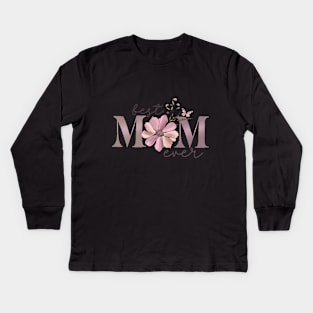 Best Mom Ever Boho Floral Kids Long Sleeve T-Shirt